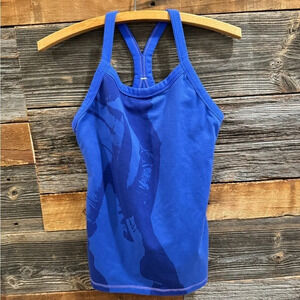 Lululemon Ujjayi Y Tank print blue pocket yoga running gym bra mesh support 6